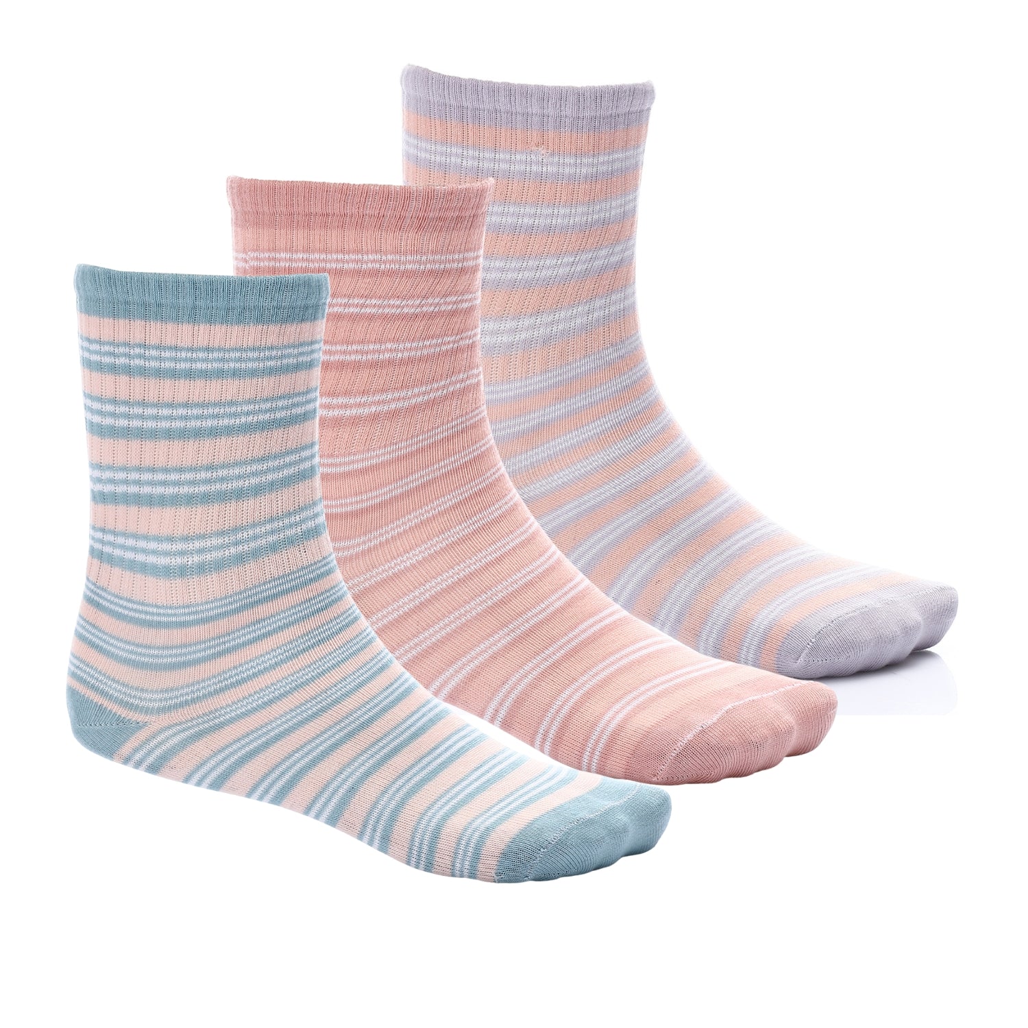 3 Pairs of Colorful Striped Cotton Socks for Kids