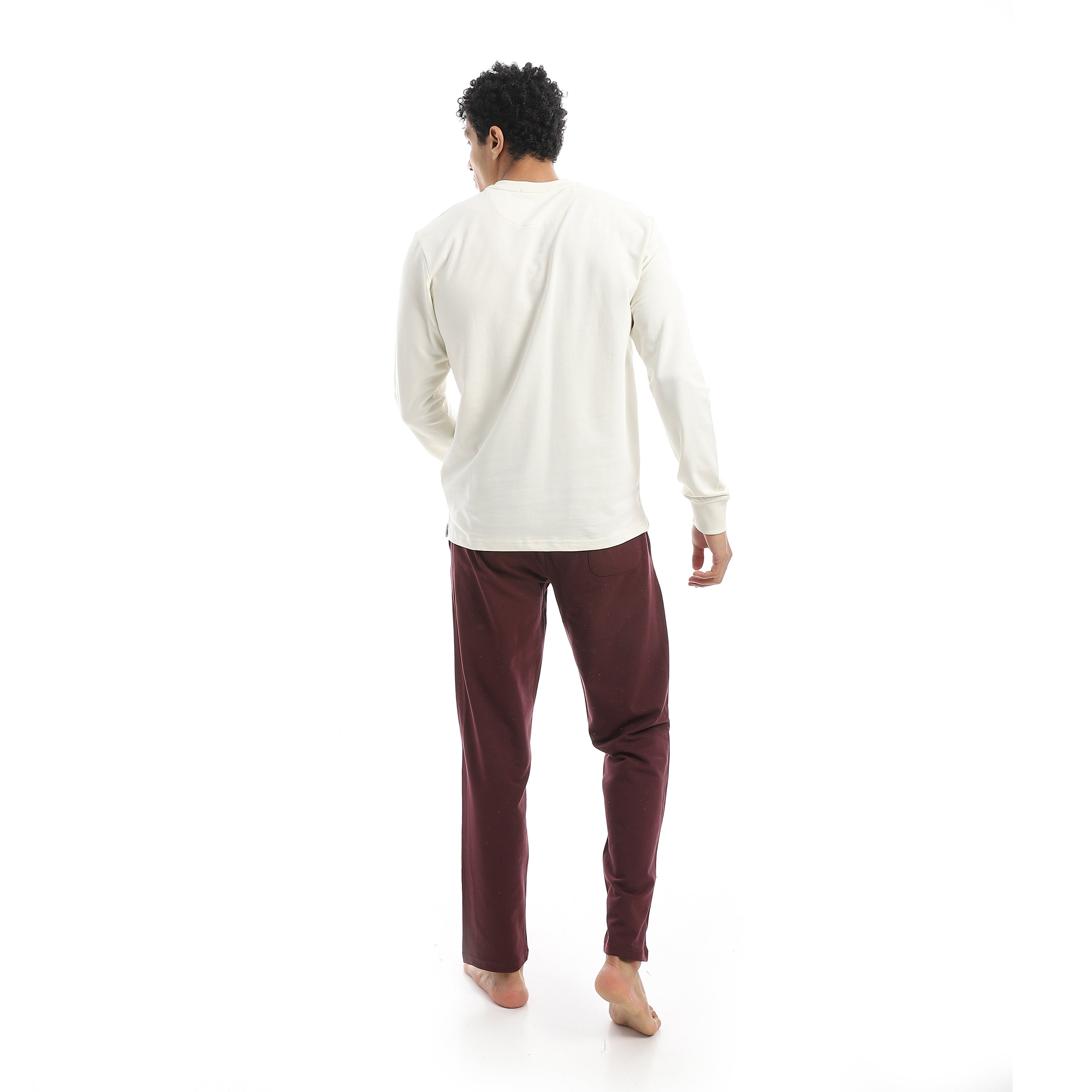 Classic Men’s Pajama Set – Long Sleeve Top & Check Pants