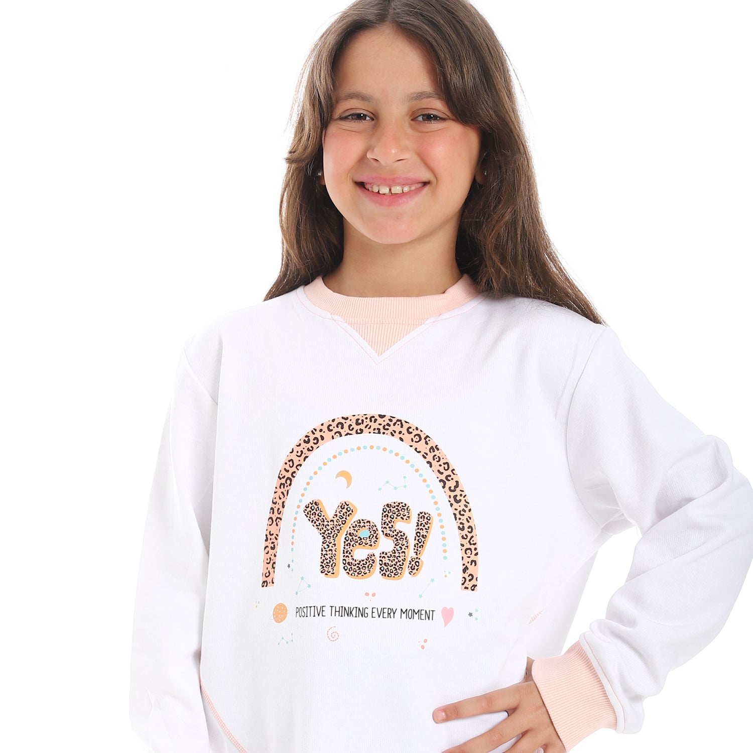 Girls' Winter Pajama Set – Off-White Hoodie and Black Wide-Leg Pants