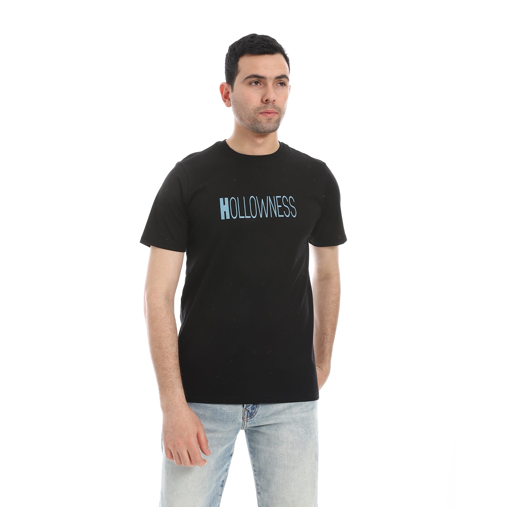 Men's Regular Fit Printed Cotton T-Shirt- Black