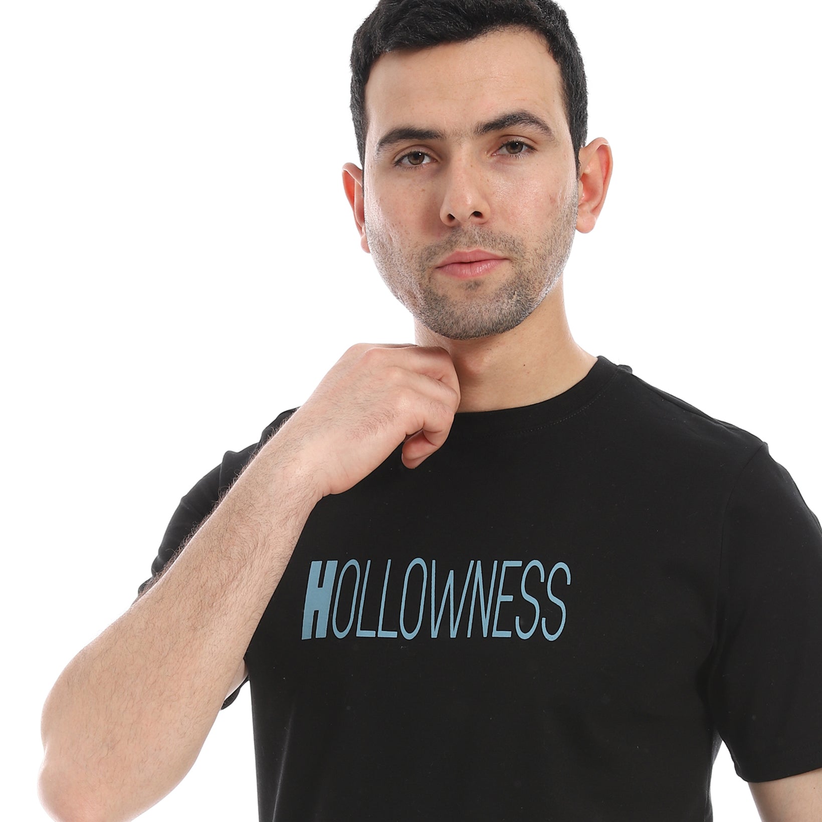 Men's Regular Fit Printed Cotton T-Shirt- Black