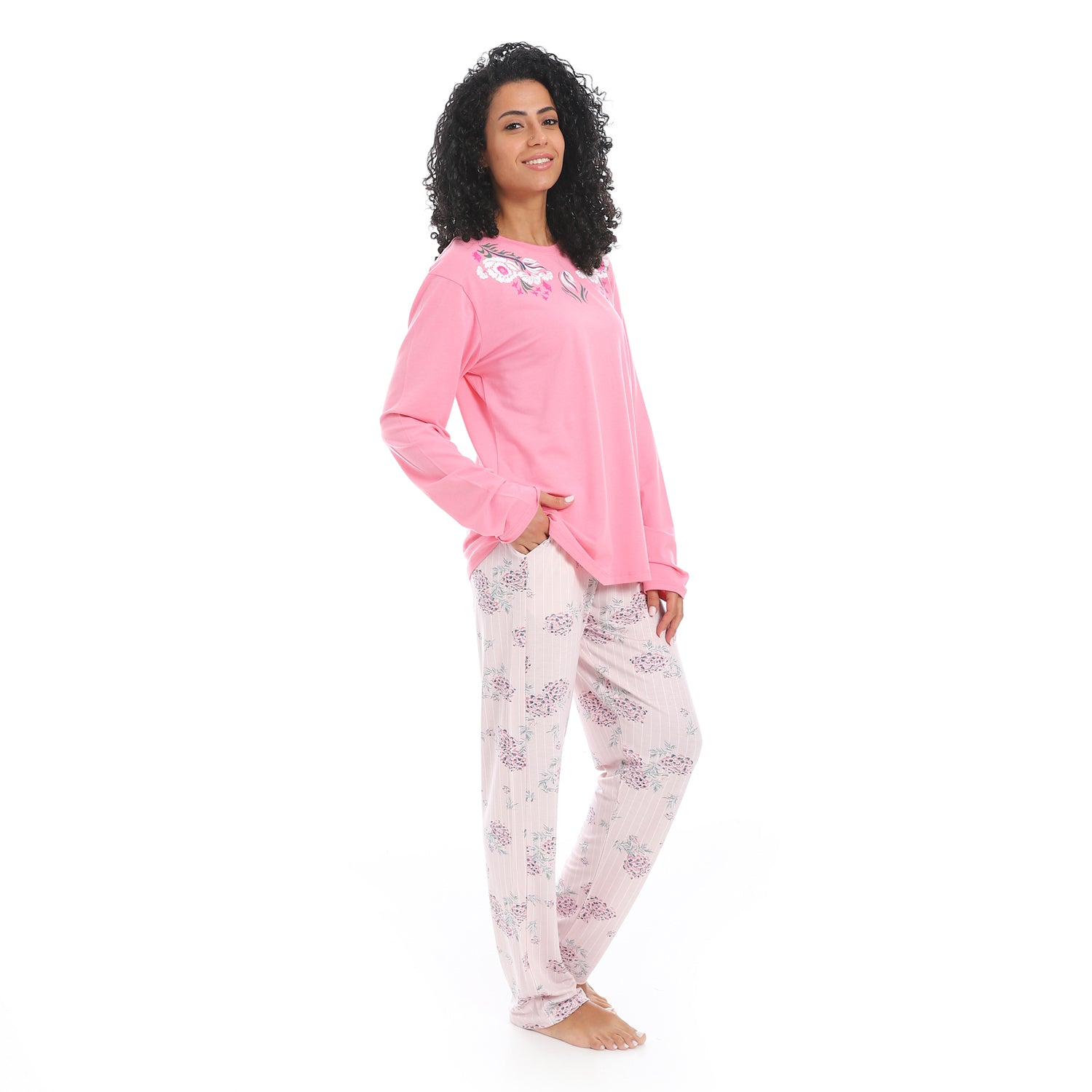 Women's Summer Pajama - Floral Pants - Rose