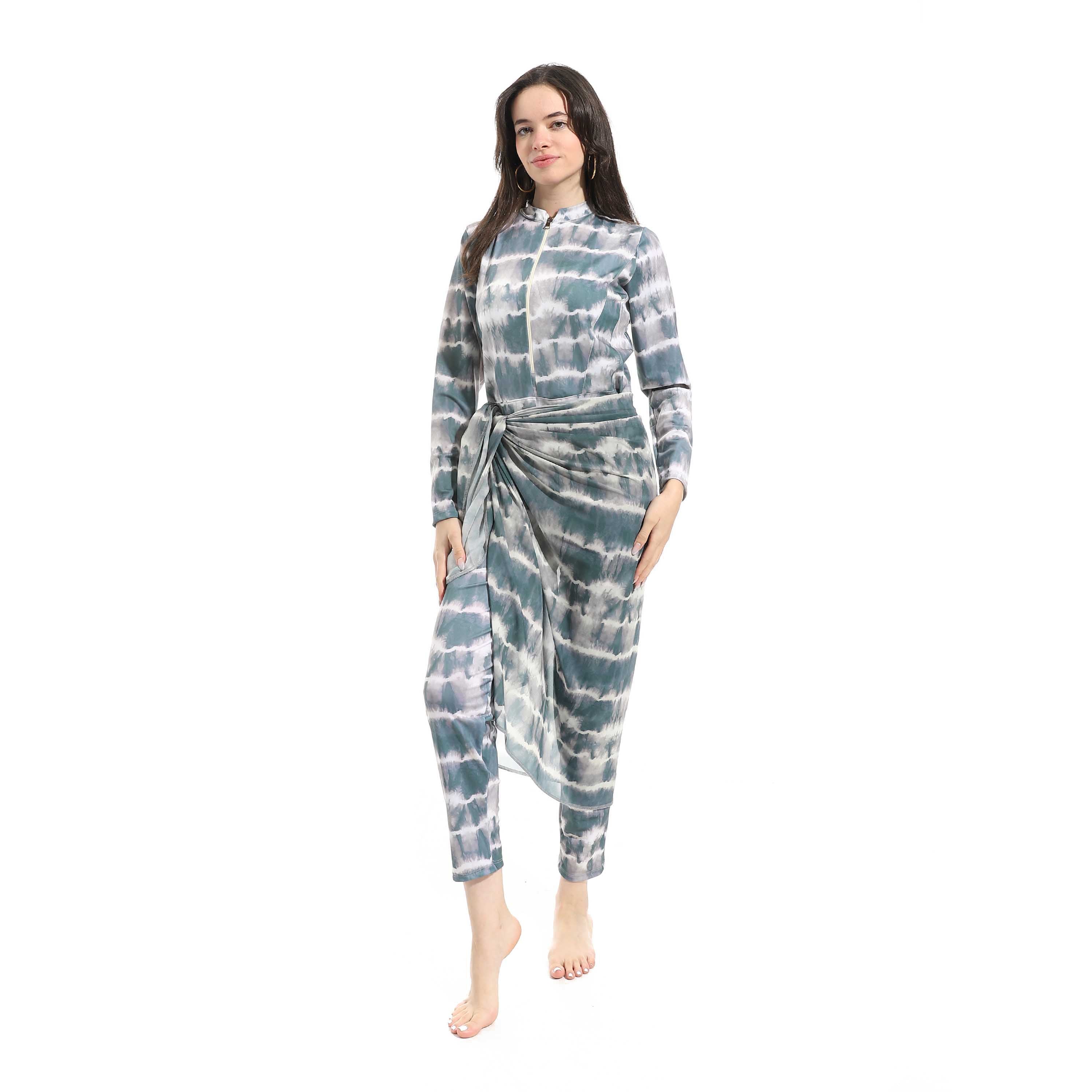 Women's Modest Swimwear Set - Grey Marble