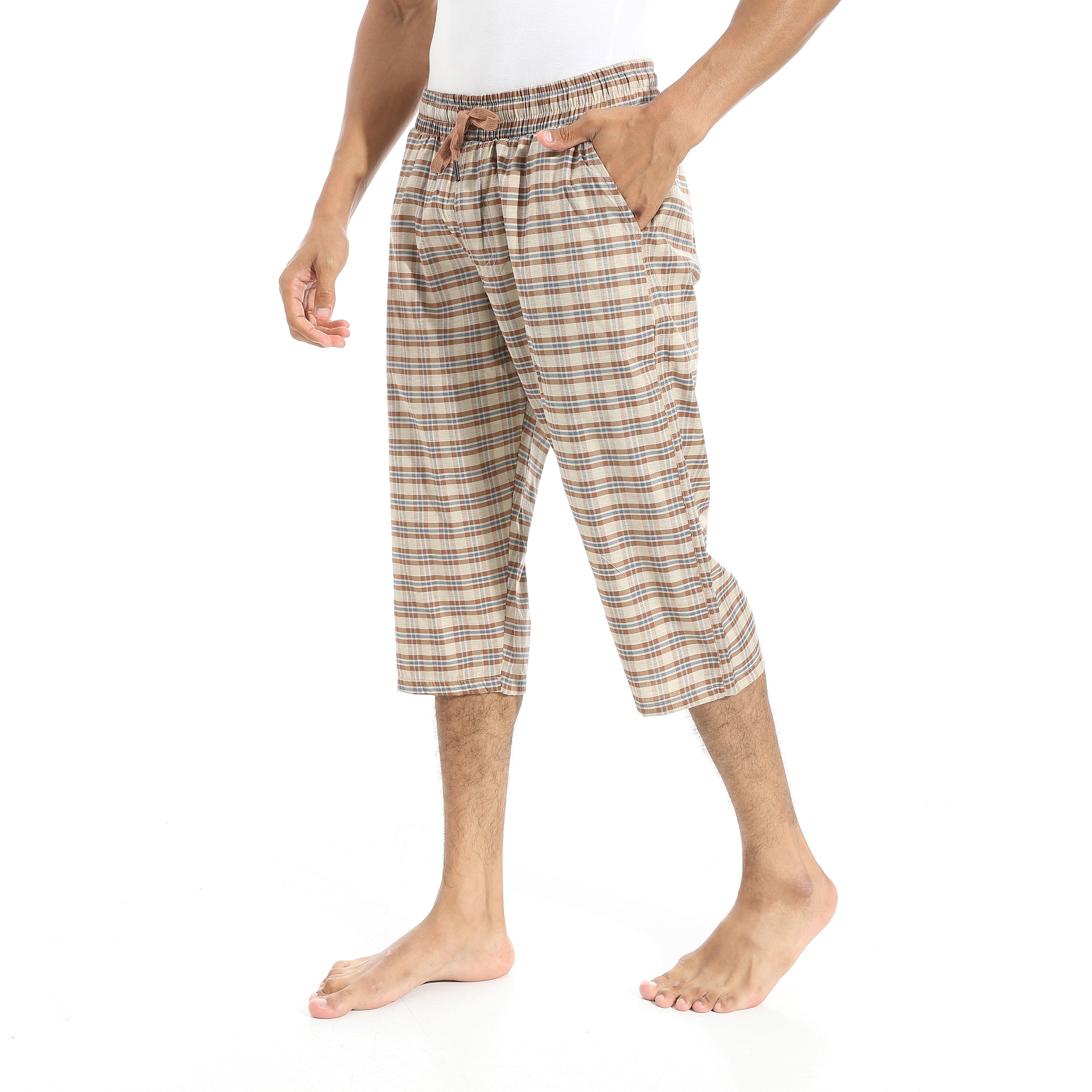 Comfy and Stylish Men's Soft Check Pentacore - Cafe