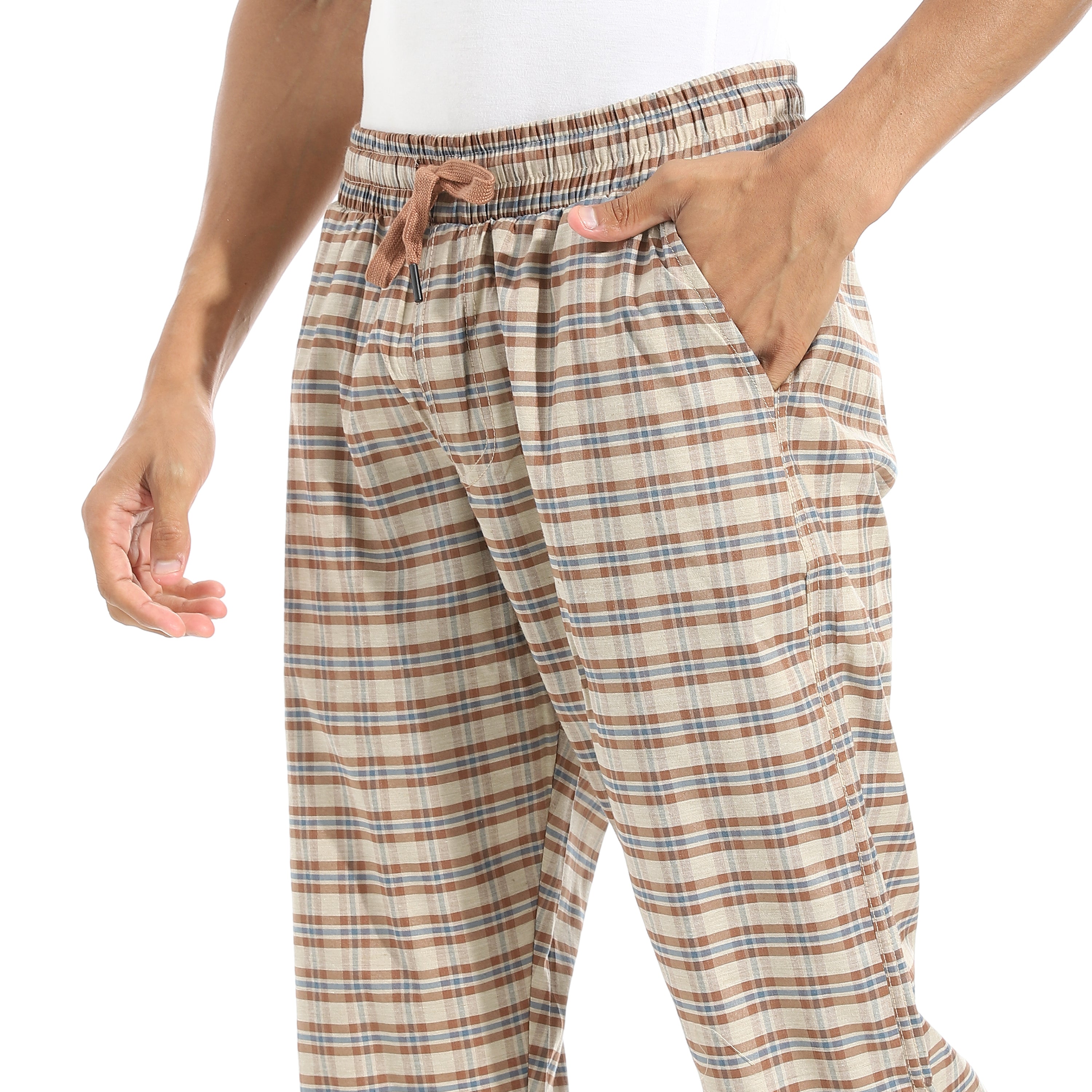 Comfy and Stylish Men's Soft Check Pentacore - Cafe