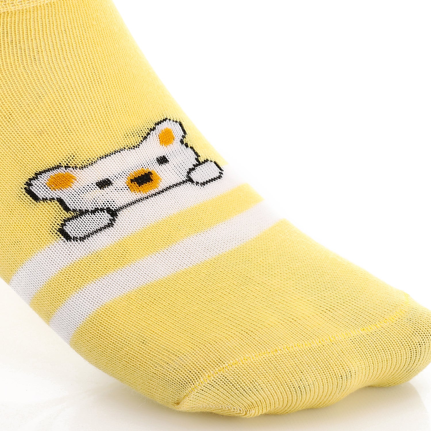 Women's No Show Socks With Drawings - Yellow