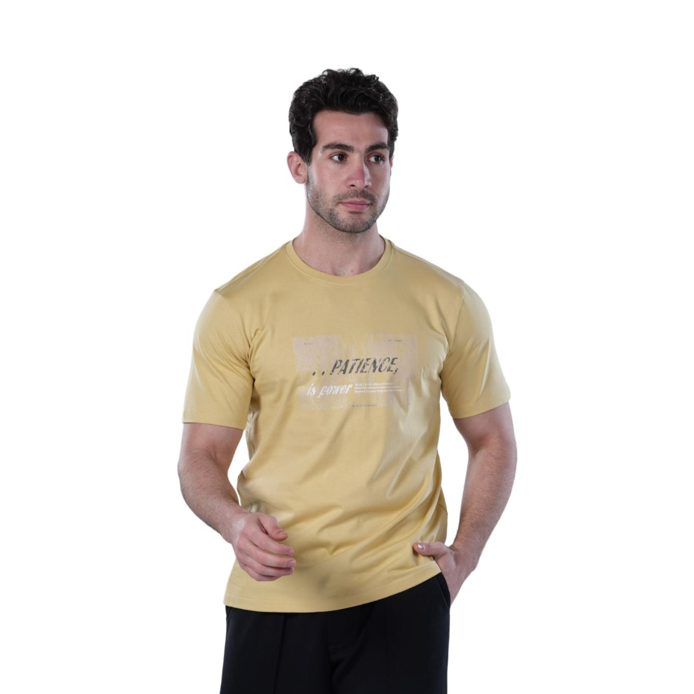Men's Yellow Graphic T-Shirt – "Patience is Power" Print
