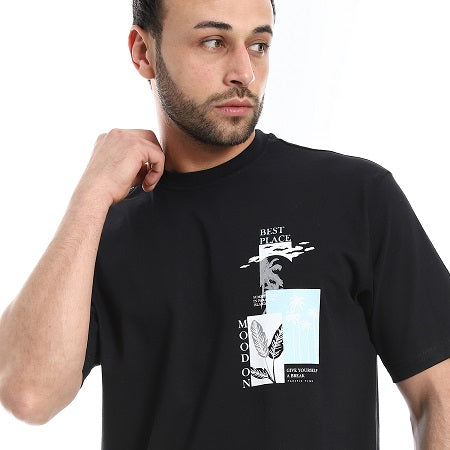 Men's Cotton T-Shirt - Classic and Comfortable Casual Tee - Black