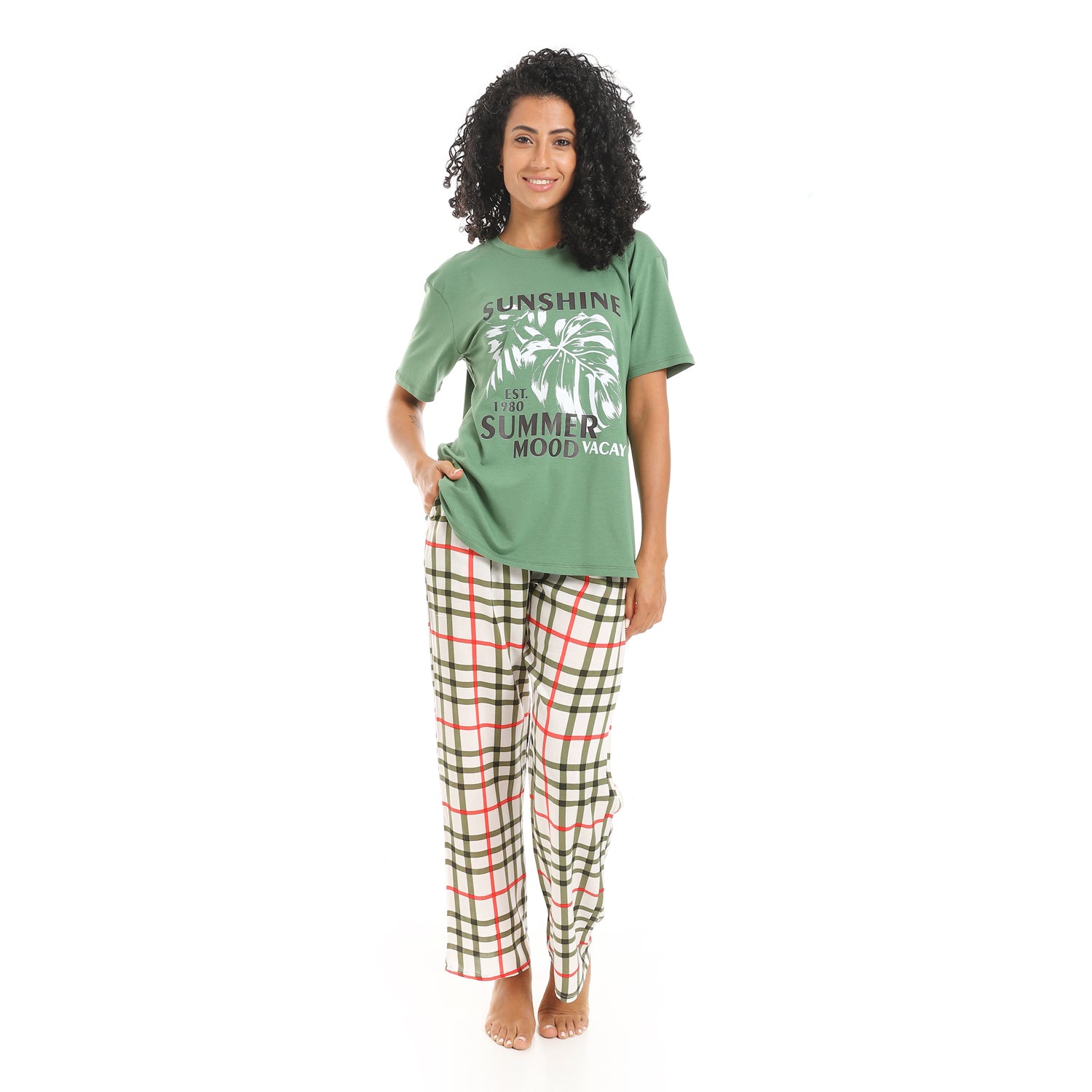 Women’s Strawberry Print Pajama Set – Casual Cotton Loungewear