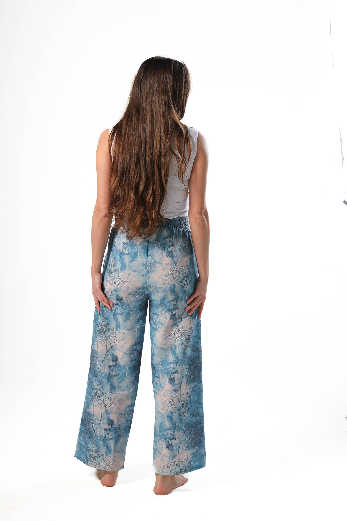 Wide Leg pants, full elastic waist - Navy