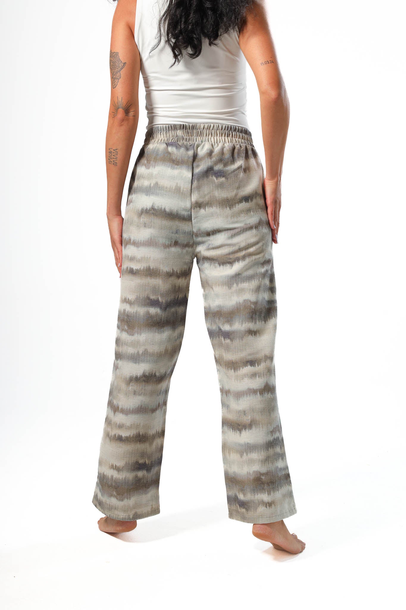 Wide Leg pants, full elastic waist - Olive