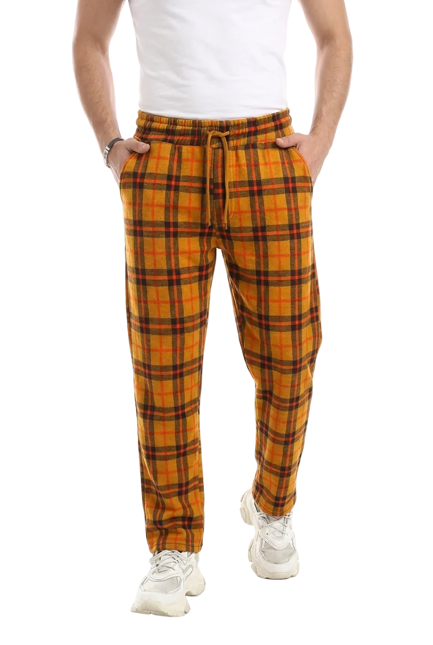 Men Bold Plaid Flannel Joggers