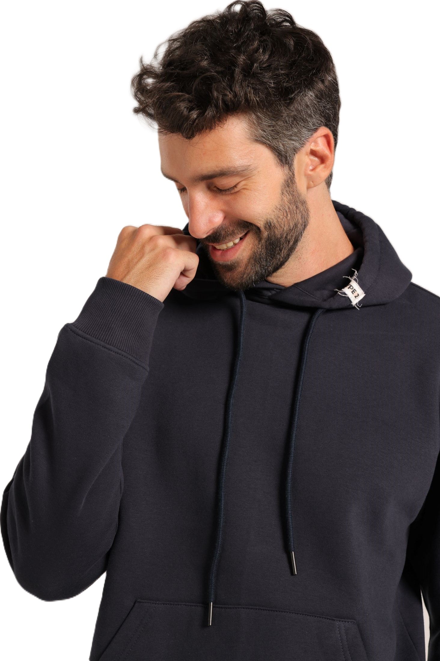 Red Cotton Hoodie -Navy