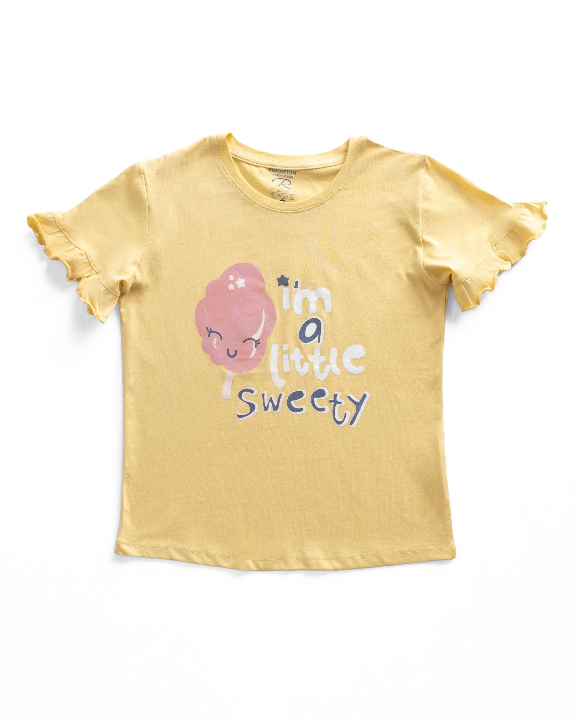 Short-sleeved T-shirt Red Cotton-Girls