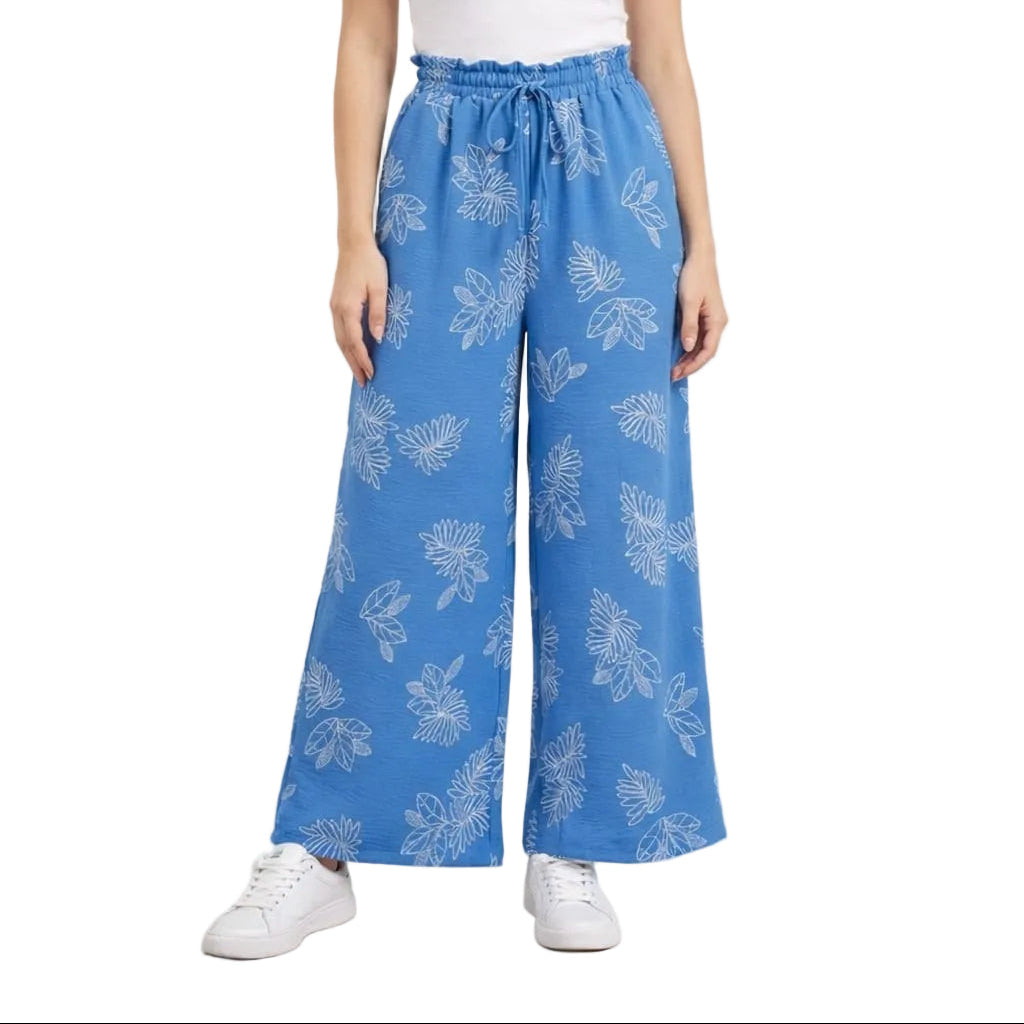 Women Floral Print Wide-Leg Trousers