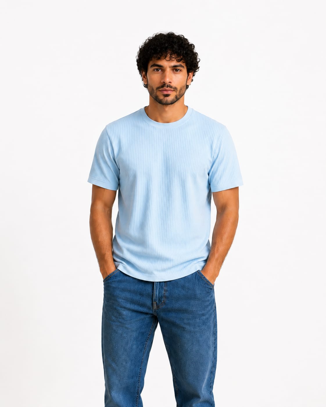 Men Ribbed Knit T-Shirt