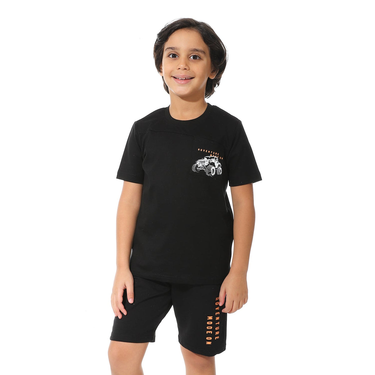 Black Printed Shorts Set for Boys – Summer Melton Vibes - Red Cotton