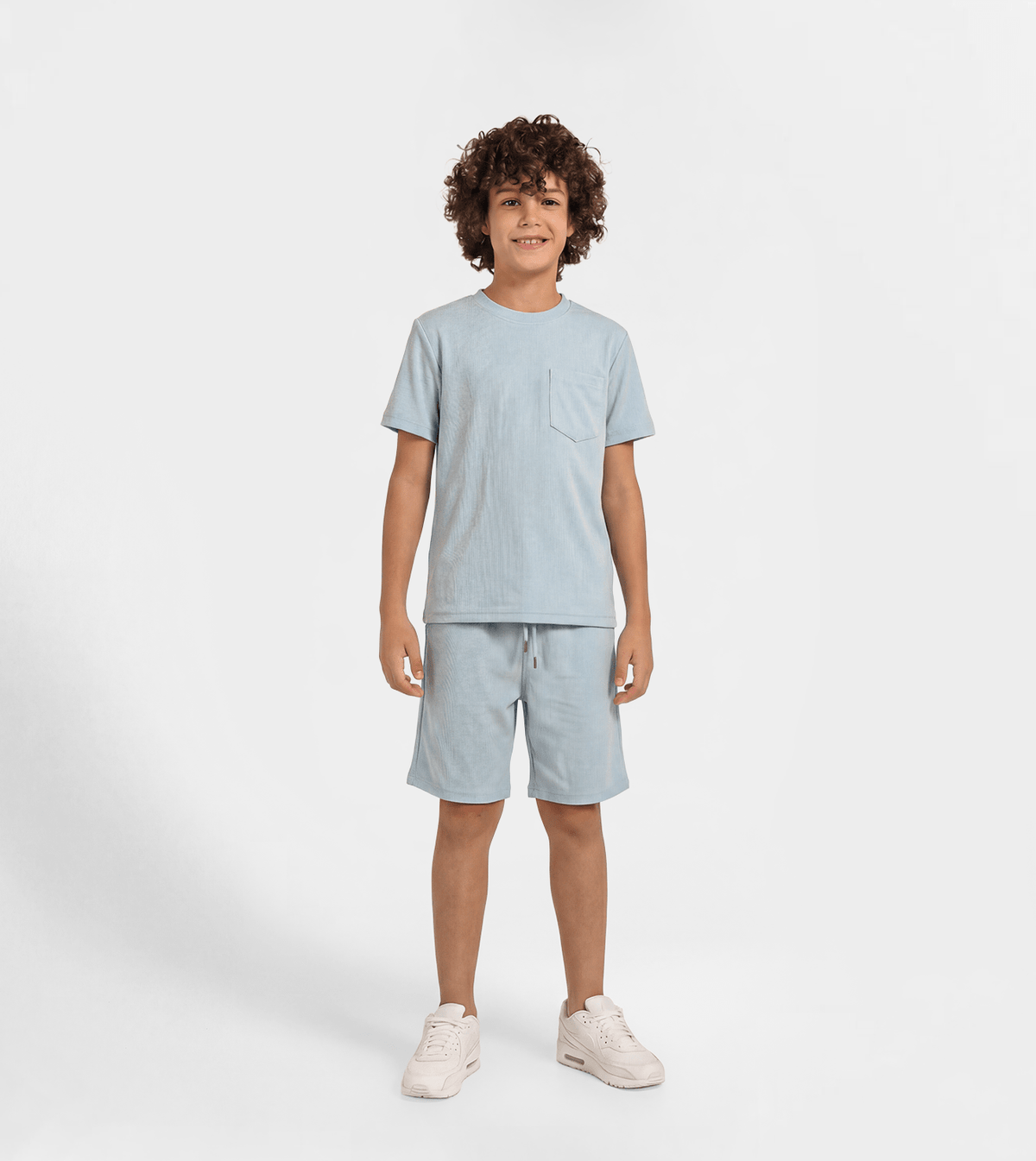 Boy Jacquard Short Set - Red Cotton