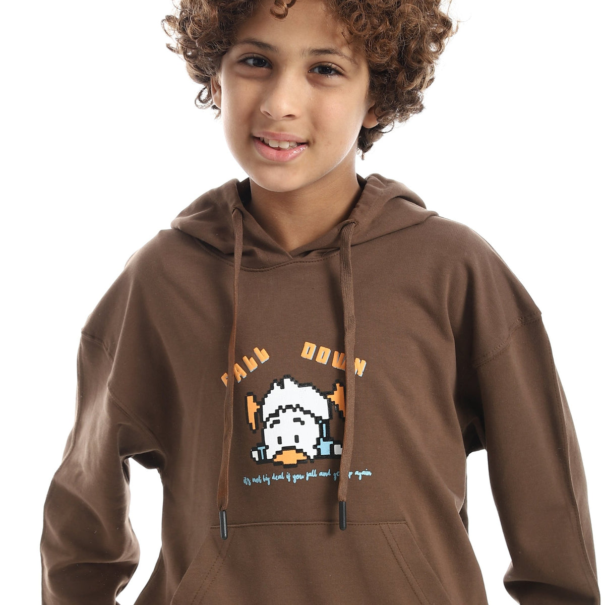 Boy Regular Fit Hooded Back Printed Autumn Sweatshirt - Red Cotton