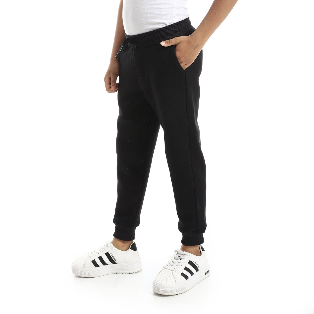 Boy’s Black Jogger Sweatpants - Red Cotton