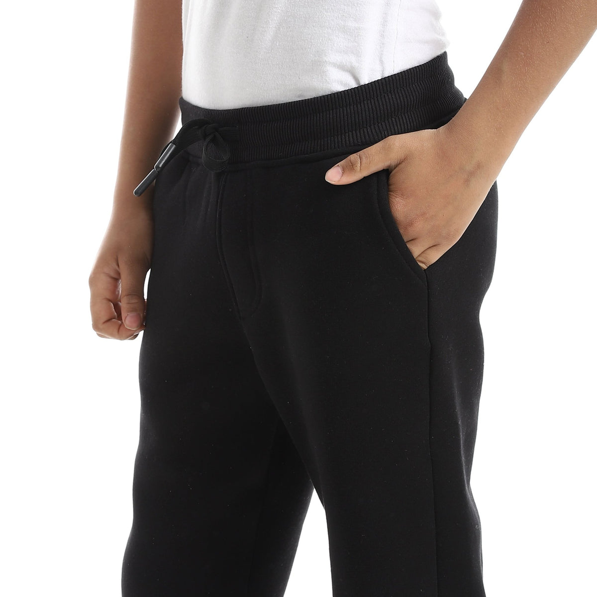 Boy’s Black Jogger Sweatpants - Red Cotton
