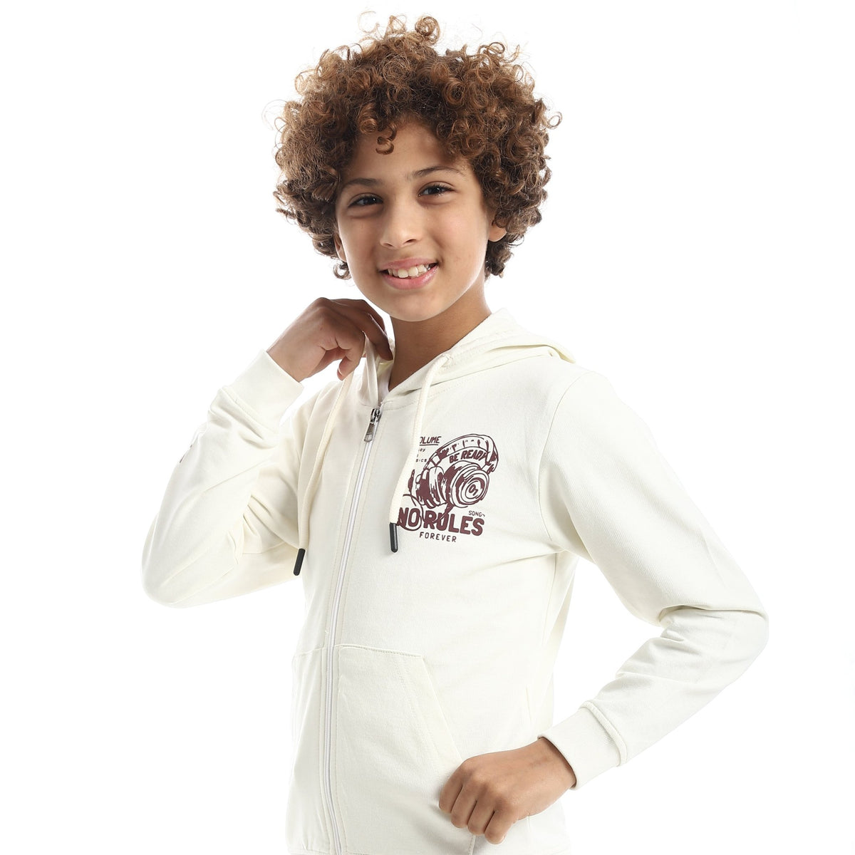 Boys' "No Rules" Zip-Up Hoodie & Joggers Set - Red Cotton