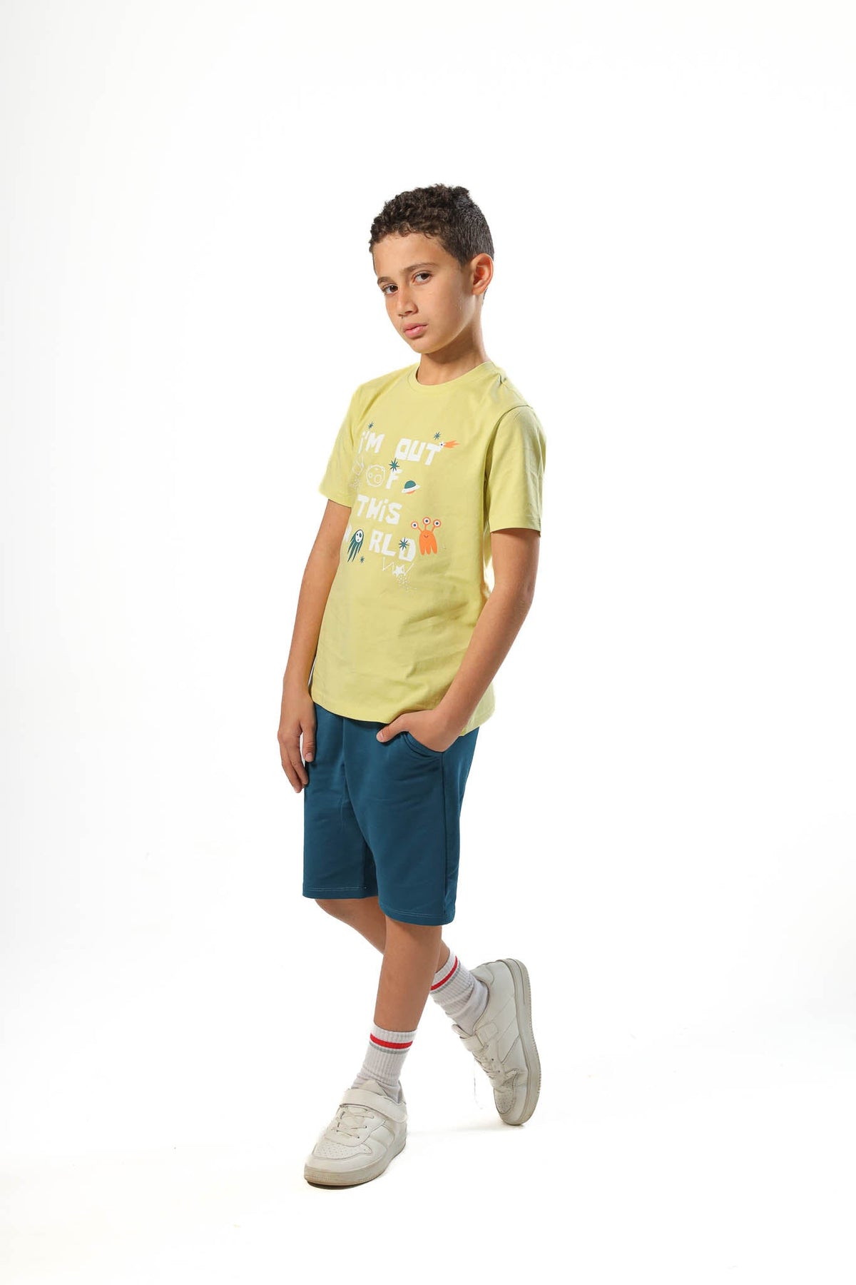 Boys Printed Colorful Summer & Pajama Shorts Set - Ganzari - Red Cotton