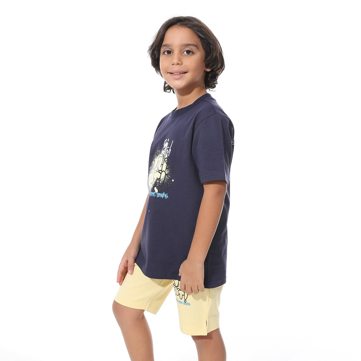 Boys’ Short Pajama Set with Print – Soft Cotton Nightwear - Red Cotton