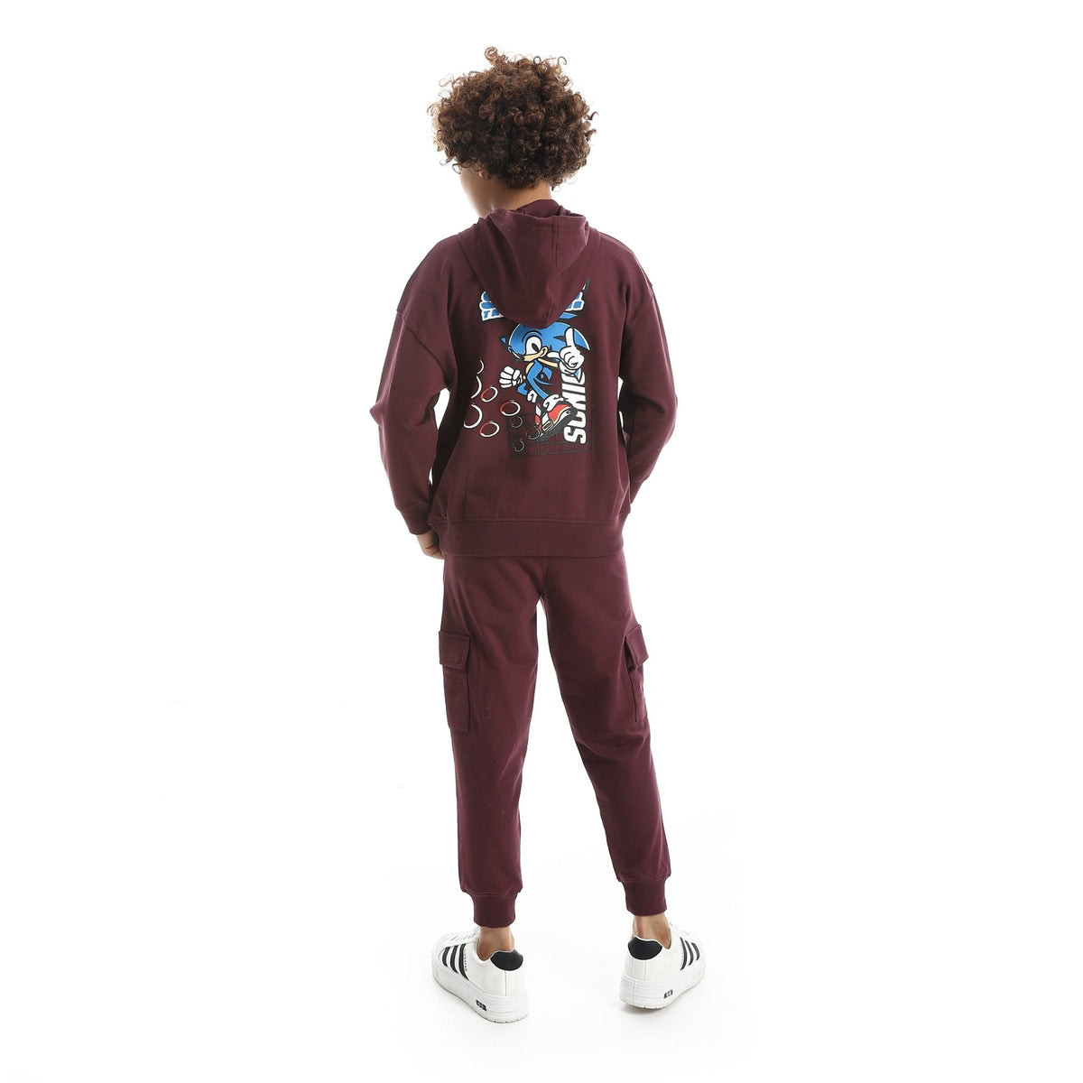 Boys' Sonic the Hedgehog Graphic Hoodie & Cargo Joggers Set - Red Cotton
