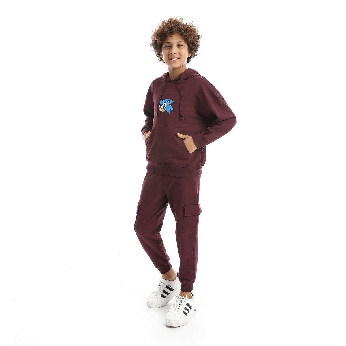 Boys' Sonic the Hedgehog Graphic Hoodie & Cargo Joggers Set - Red Cotton