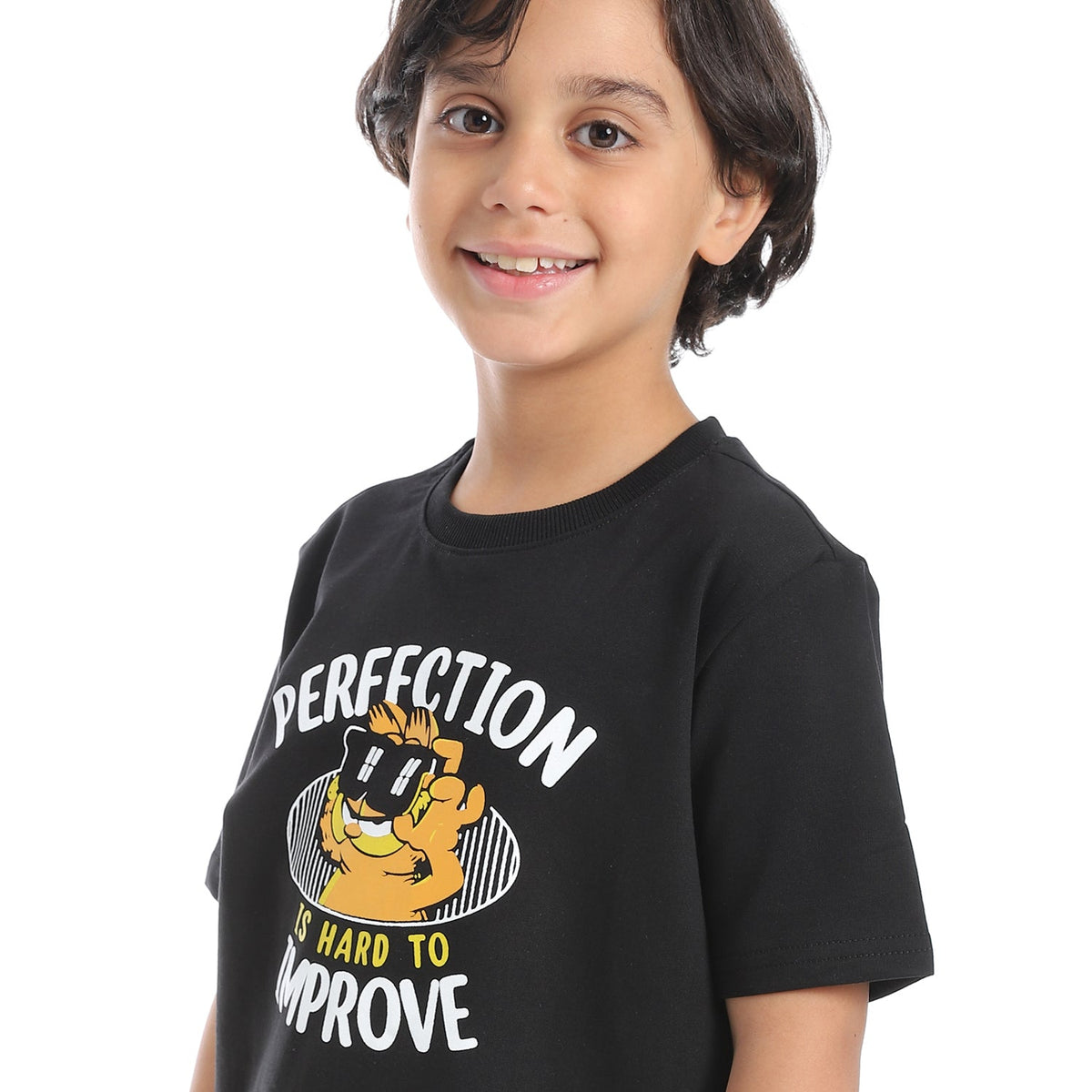 Boys' Summer 2-Piece Black Printed Shorts Set – Casual & Cool - Red Cotton