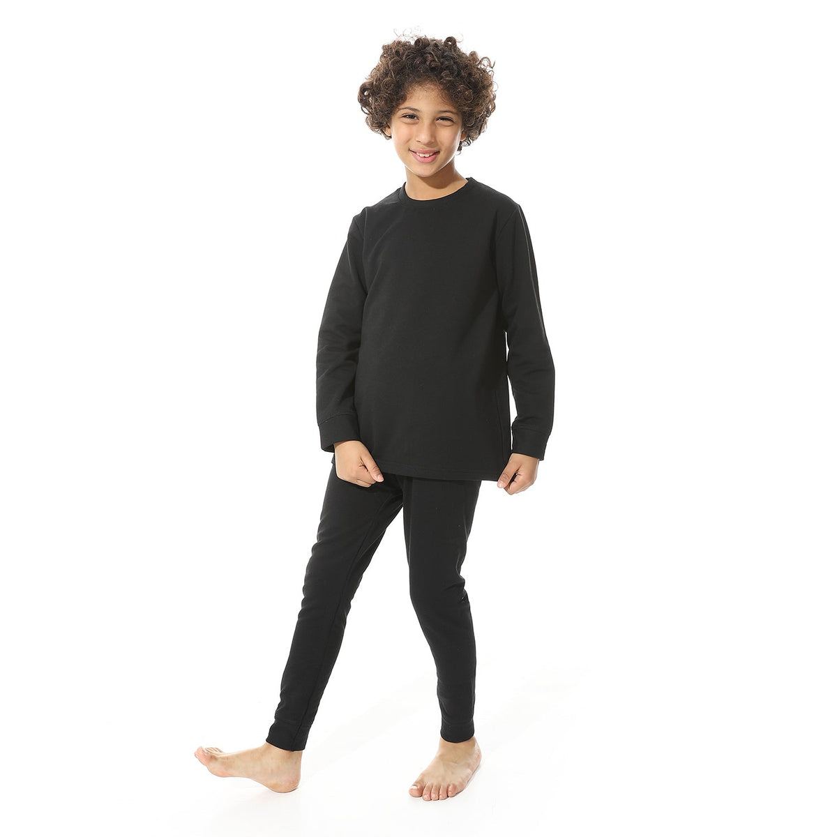 Boys Thermal Set Padded Inside - Black - Red Cotton