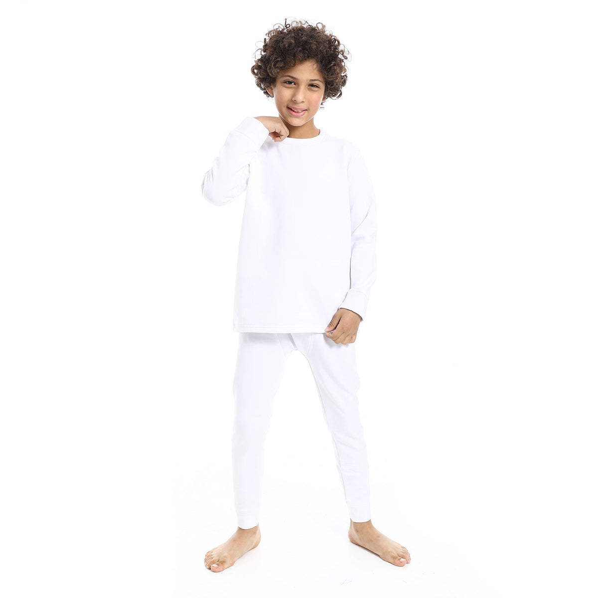 Boys Thermal Set Padded inside - White - Red Cotton