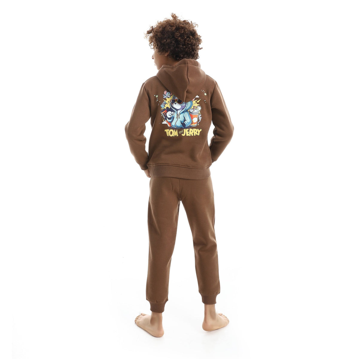 Boy's "Tom & Jerry" Graphic Hoodie & Joggers Set - Red Cotton