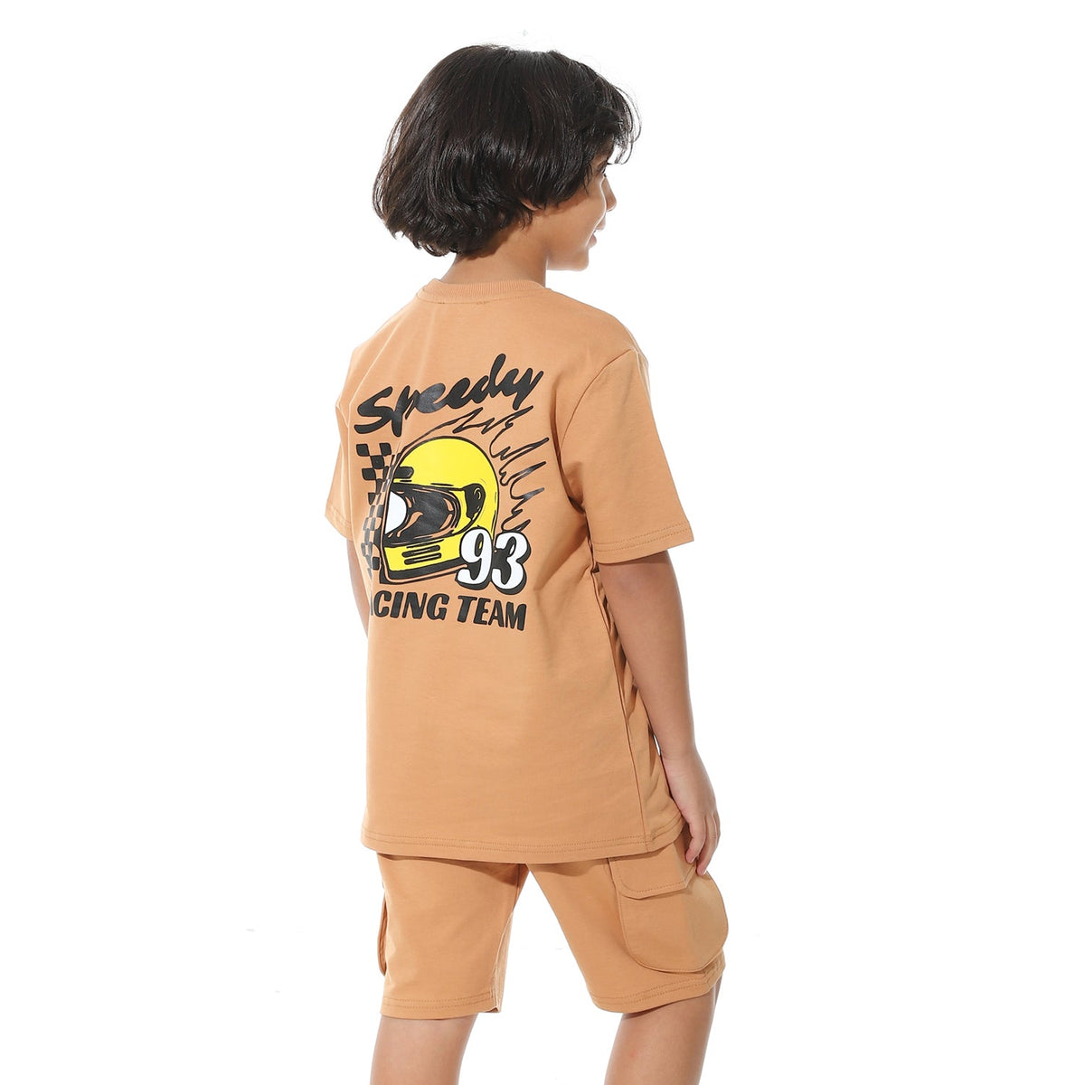 Cafe Printed Cargo Shorts Set for Boys – Summer Melton Vibes - Red Cotton