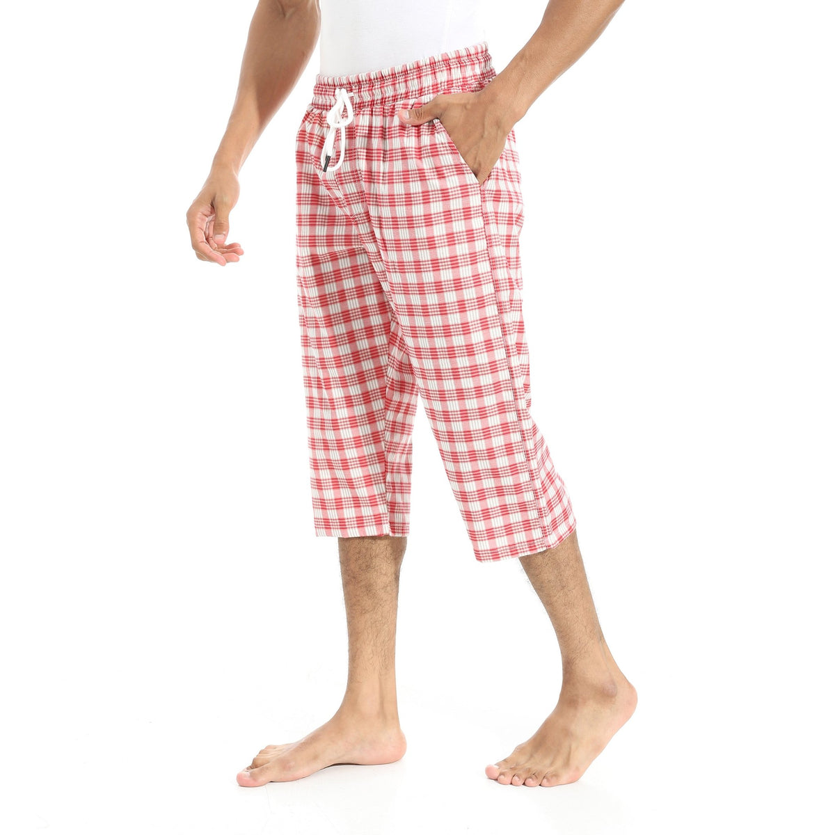 Comfy and Stylish Men's Soft Check Pentacore - Dark Red - Red Cotton