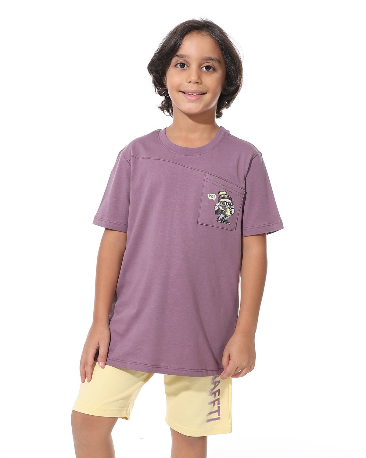 Cool Boys’ Pajama Shorts Set – Bold Back Print for Little Stars - Red Cotton