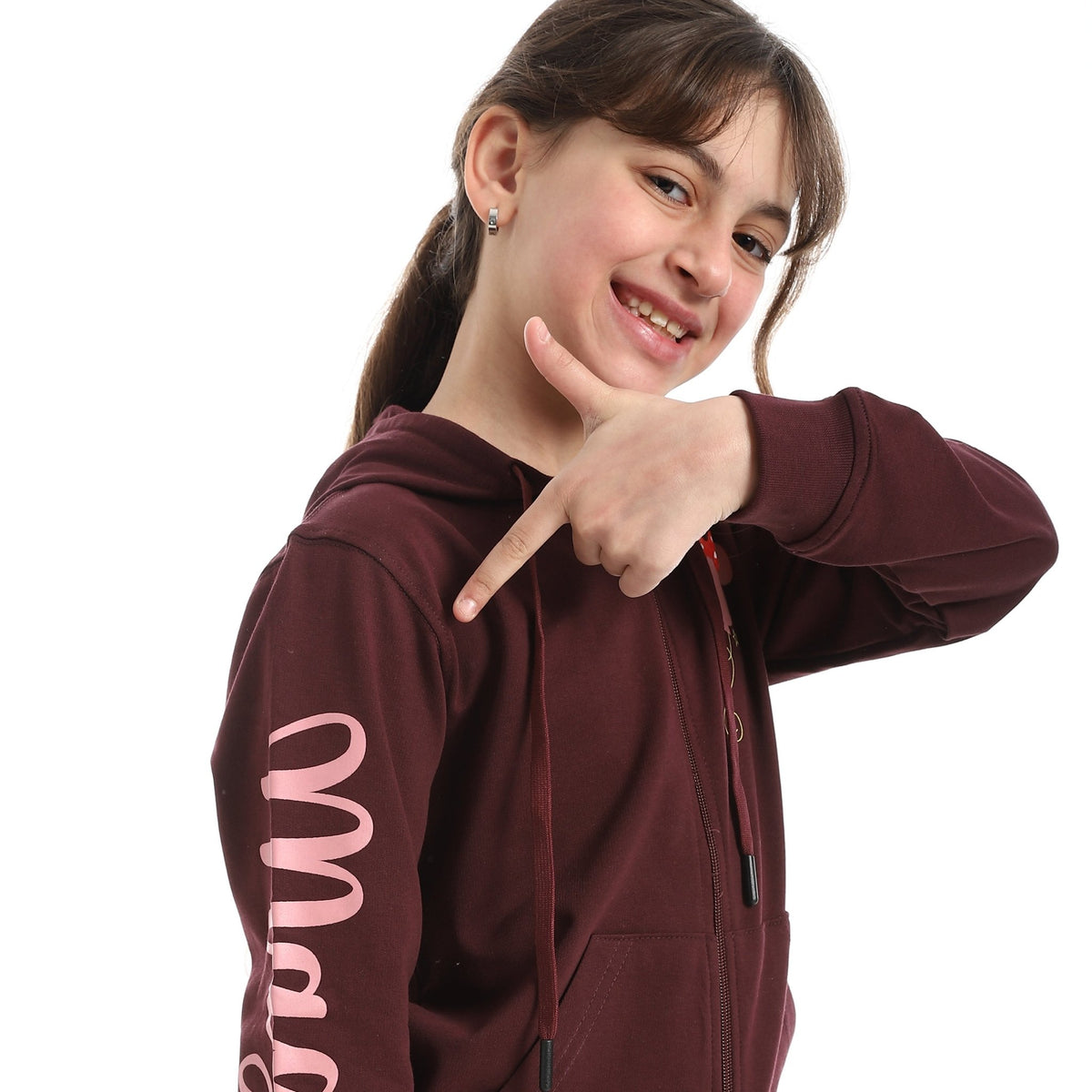 Disney Minnie Mouse Girl's Zip-Up Hoodie - Red Cotton