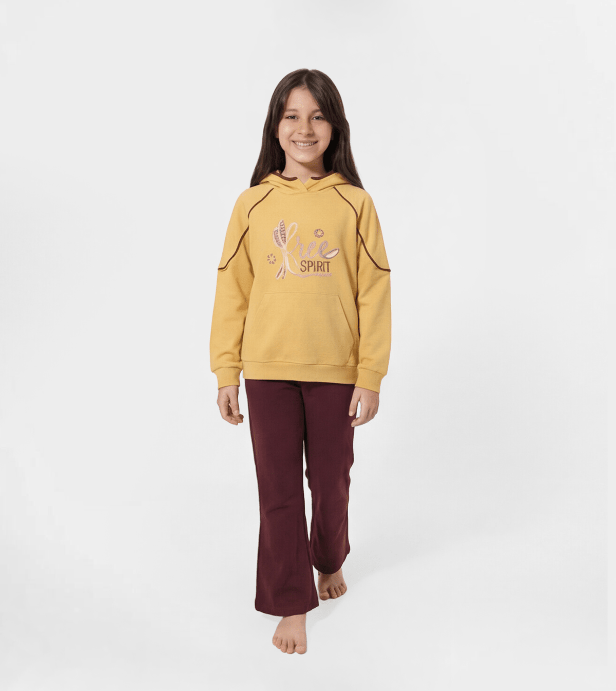 Girls "Free Spirit" Charleston Loungewear Set - Red Cotton