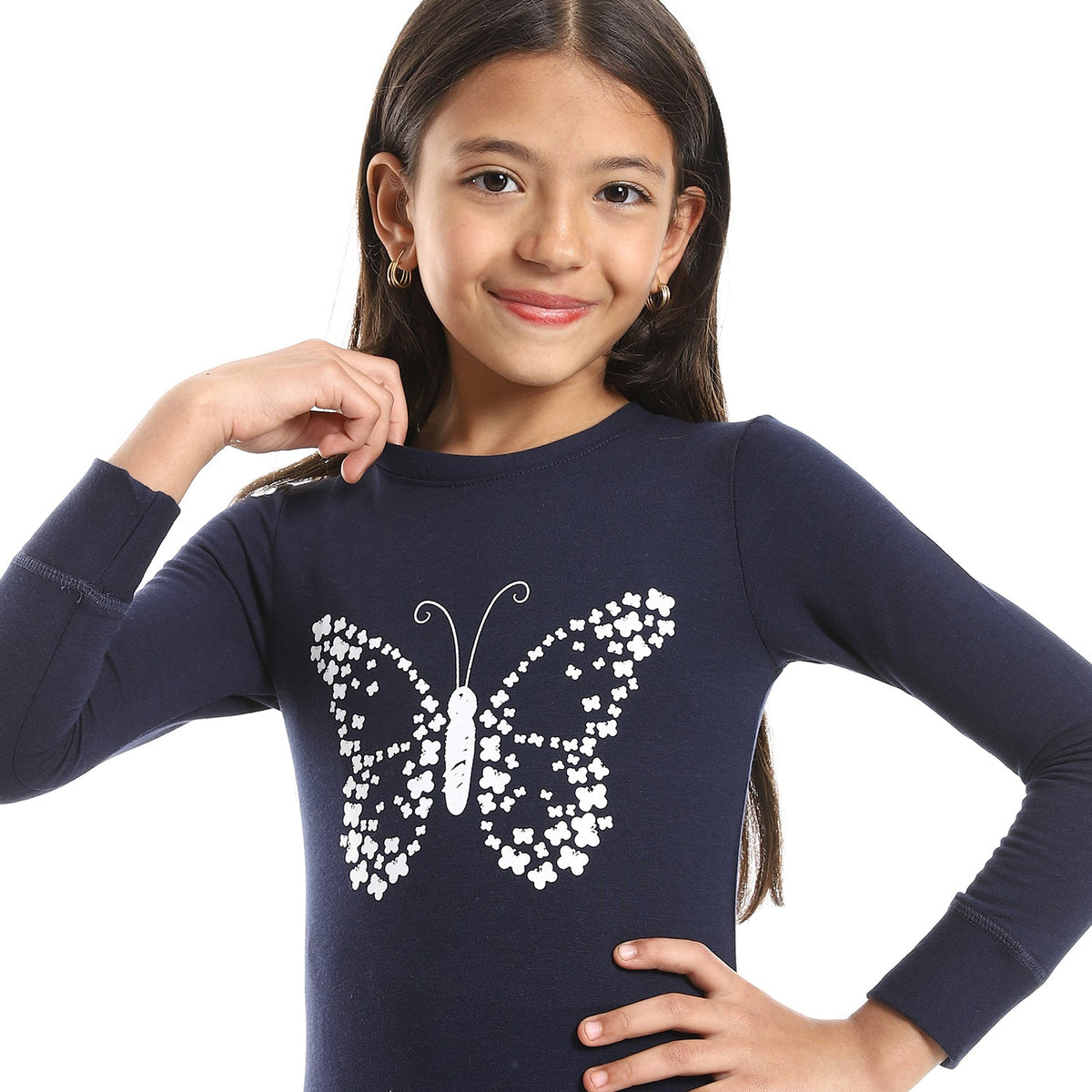 Girls Thermal Set - Navy - Red Cotton