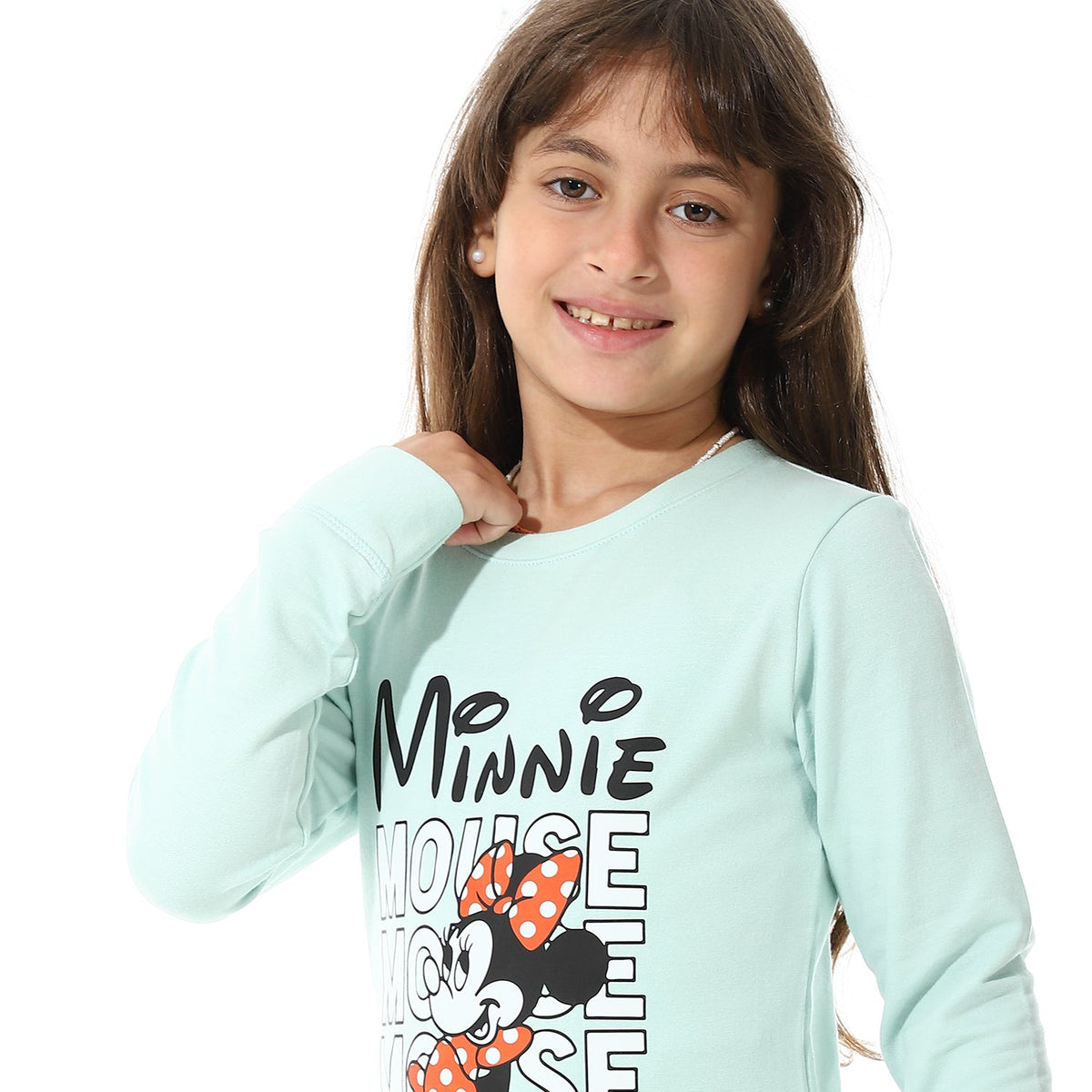 Girls Thermal Set With Printed - Light Green - Red Cotton