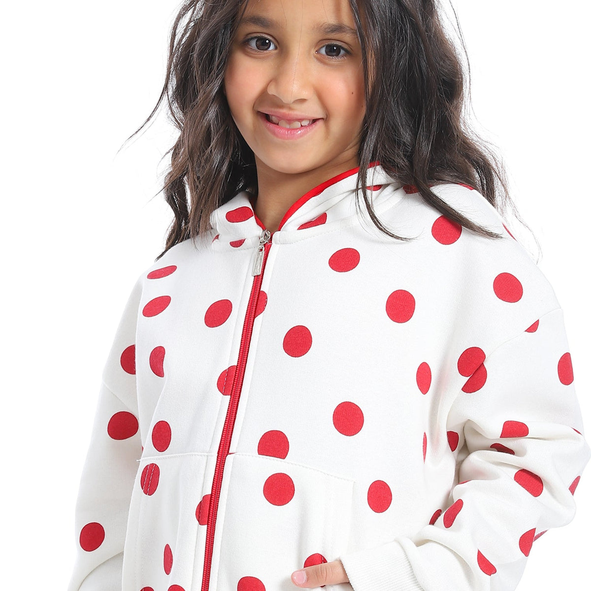 Girls' Winter Hoodie Pajamas - Red - Red Cotton