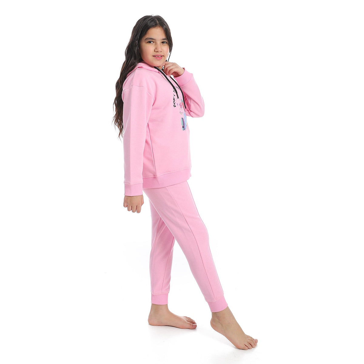 Girls' Winter Hoodie Pajamas - Rose - Red Cotton