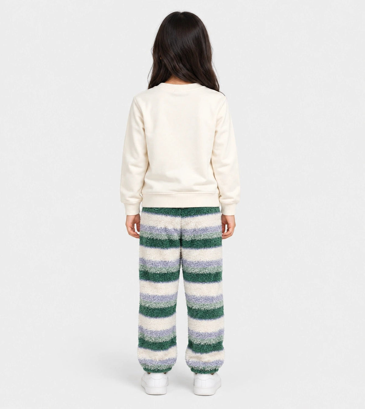 Girls’ Winter Pajama Set in Olive Green and Off-White | Red Cotton - Red Cotton