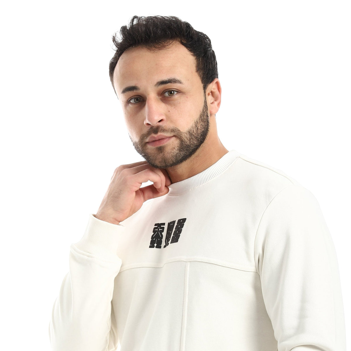Men Crewneck Sweatshirt - Red Cotton