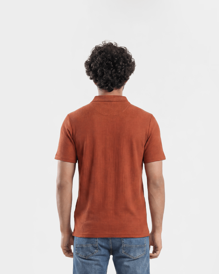 Men Jacquard Polo T-Shirt - Red Cotton