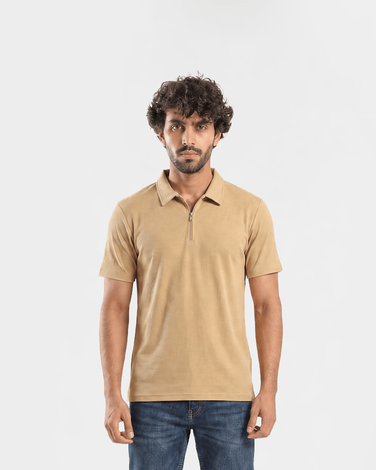Men Jacquard Polo T-Shirt - Red Cotton