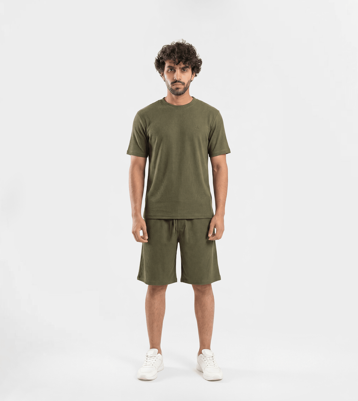 Men Jacquard Short Set - Red Cotton