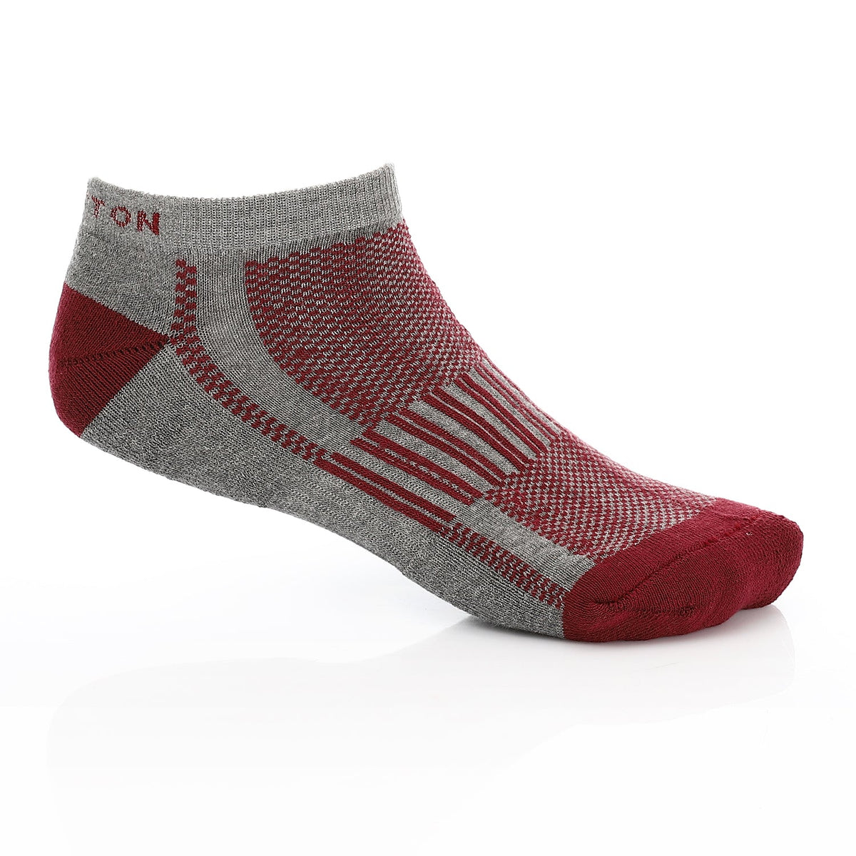 Men Plain Mid Calf Socket Socks - Dark Red - Red Cotton
