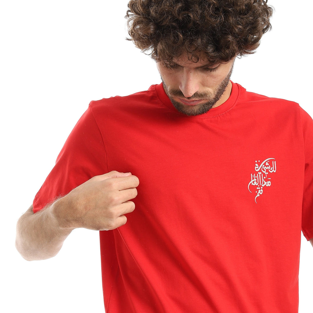 Men Printed T-Shirt Red Cotton - Red Cotton